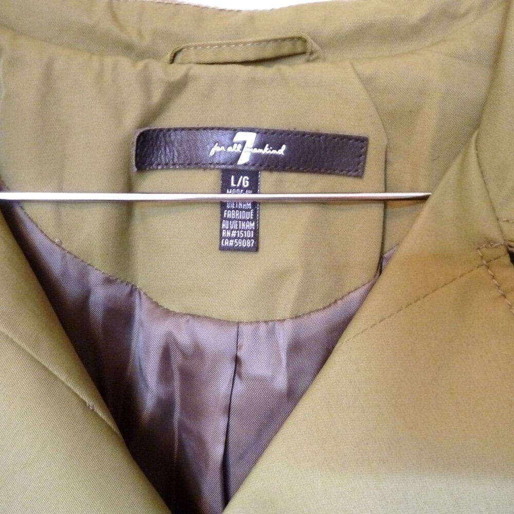 NEW - 7 for all Mankind Women's Gunflap trench coat - Olive Green - size L - Picture 7 of 12